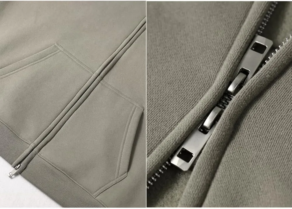 VFIVE UNFOUR Solid Color Zip Up Hoodies Men Winter Cotton Hooded Jacket Fashion Outwear Coat