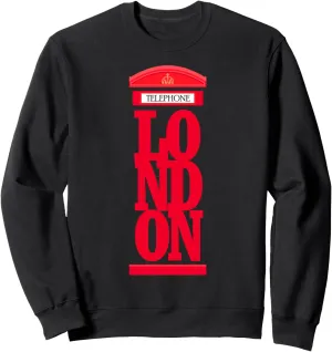 Vintage London Red Telephone Illustration Graphic Design Sweatshirt