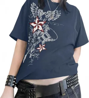 Vintage Rock Band T Shirts for Women Oversized Graphic Tees Country Music Y2k Grunge Shirts Baggy Streetwear Shirt