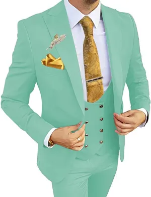 Wangyue Men's Suits 3 Piece Slim Fit Suits for Men Double Breasted Suit Men Business Wedding Prom Tuxedo Suit