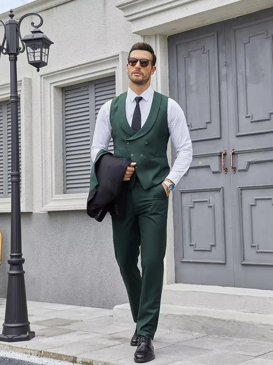 Wangyue Men's Suits 3 Piece Slim Fit Suits for Men Double Breasted Suit Men Business Wedding Prom Tuxedo Suit