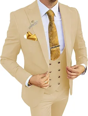 Wangyue Men's Suits 3 Piece Slim Fit Suits for Men Double Breasted Suit Men Business Wedding Prom Tuxedo Suit