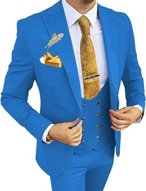 Wangyue Men's Suits 3 Piece Slim Fit Suits for Men Double Breasted Suit Men Business Wedding Prom Tuxedo Suit
