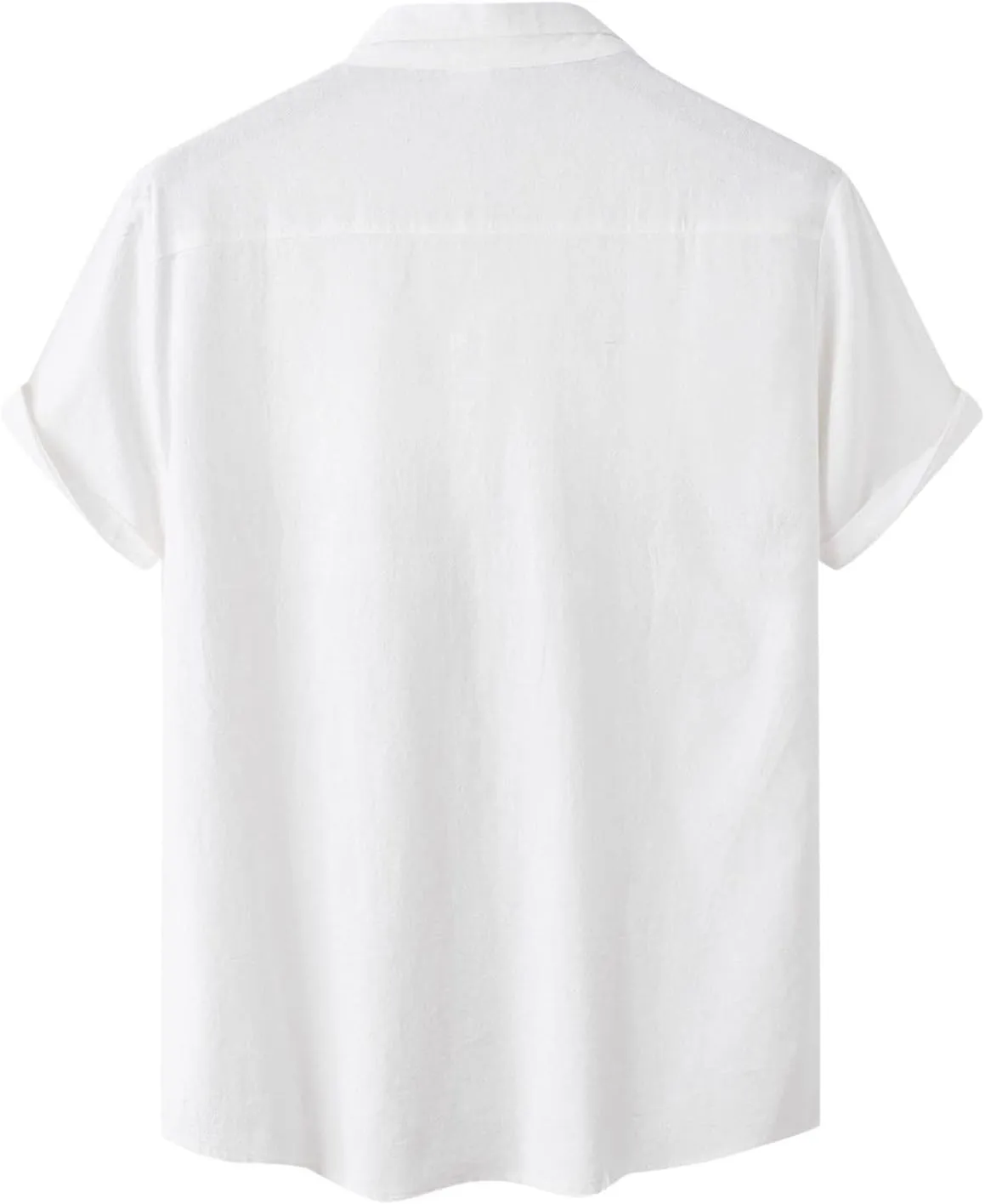 Wankang Mens Casual Button-Down Shirts Short Sleeve Linen Collared Pockets T-Shirts Summer Beach Hawaiian T Shirt for Men