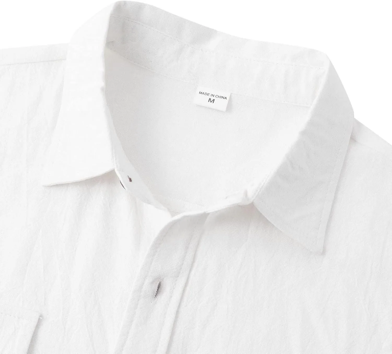 Wankang Mens Casual Button-Down Shirts Short Sleeve Linen Collared Pockets T-Shirts Summer Beach Hawaiian T Shirt for Men