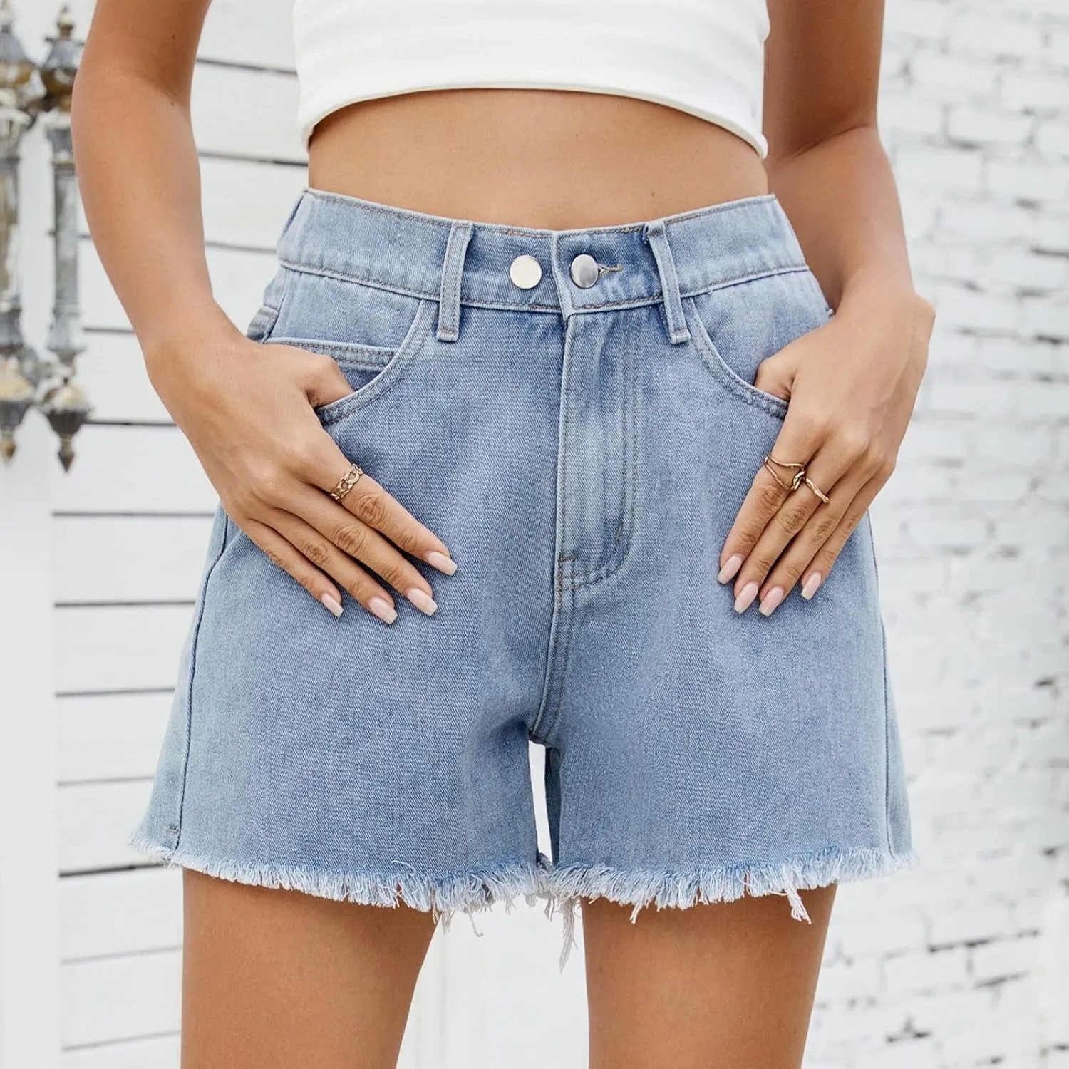 Wide Leg Denim Shorts for Women High Waisted Stretchy Button Up Casual Hot Jeans Shorts Baggy Slim Fit Summer Casual Jorts