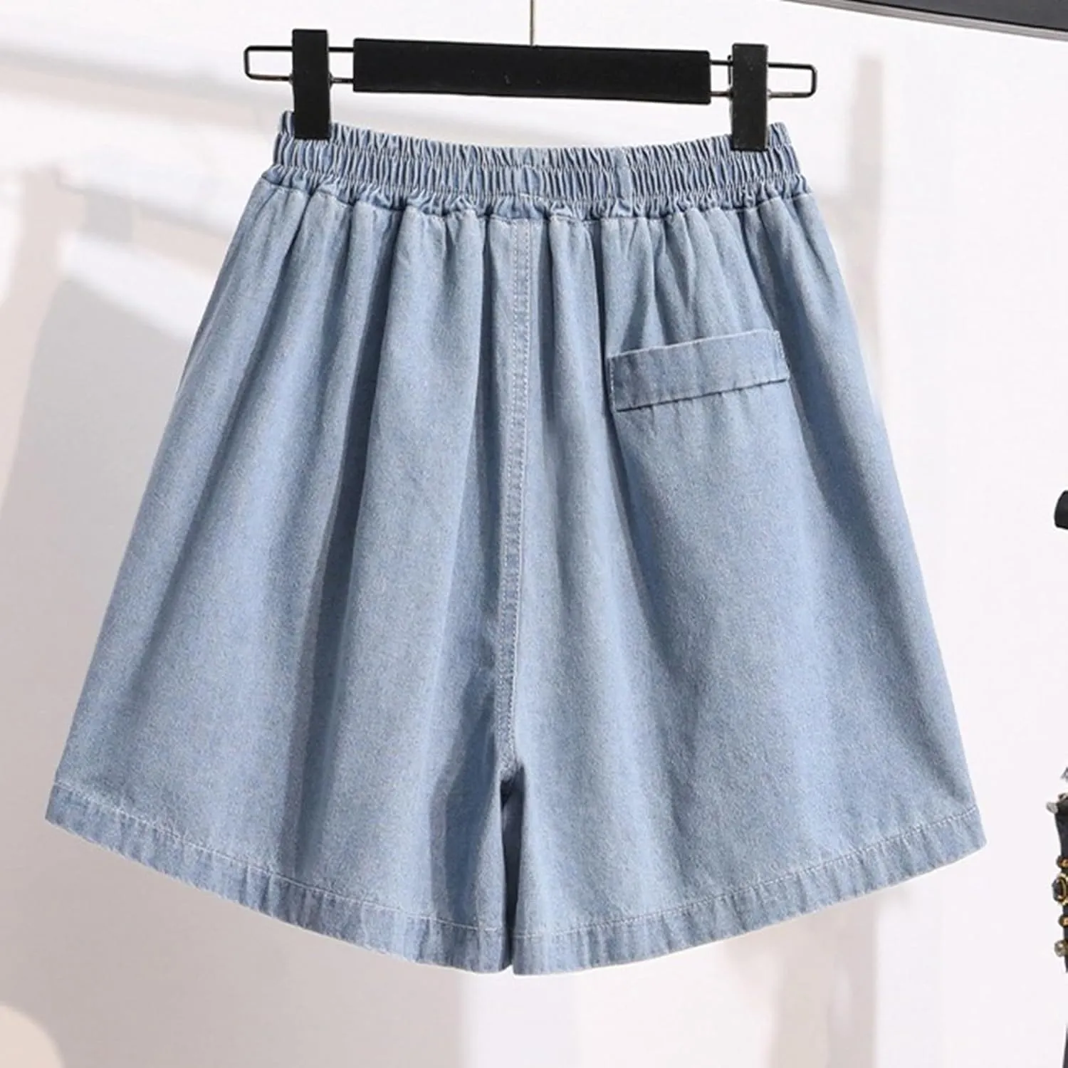 Wide Leg Denim Shorts for Women Stretchy High Waisted Loose Casual Bermuda Jeans Shorts Straigh Realxed Slim Fit Summer Jorts