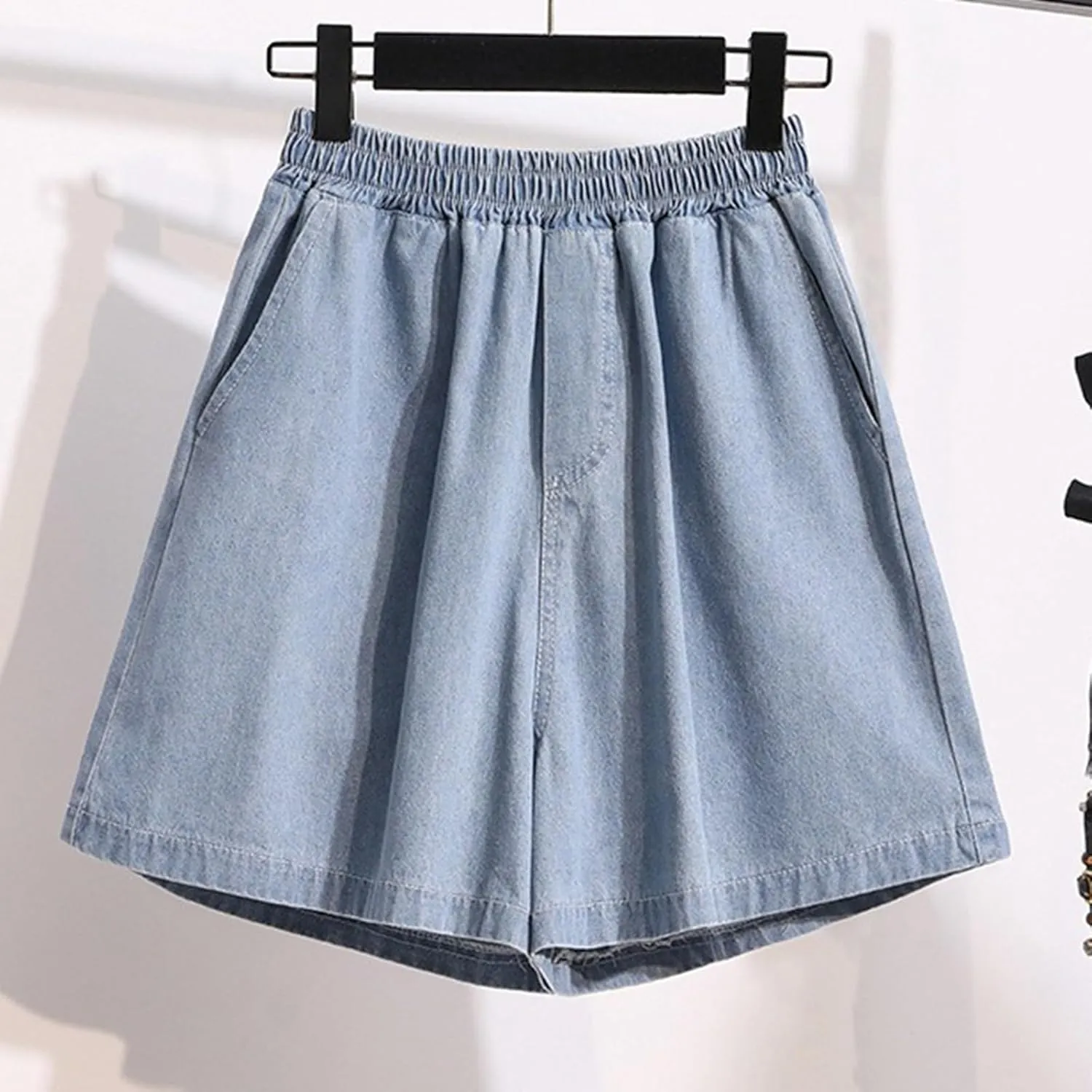 Wide Leg Denim Shorts for Women Stretchy High Waisted Loose Casual Bermuda Jeans Shorts Straigh Realxed Slim Fit Summer Jorts
