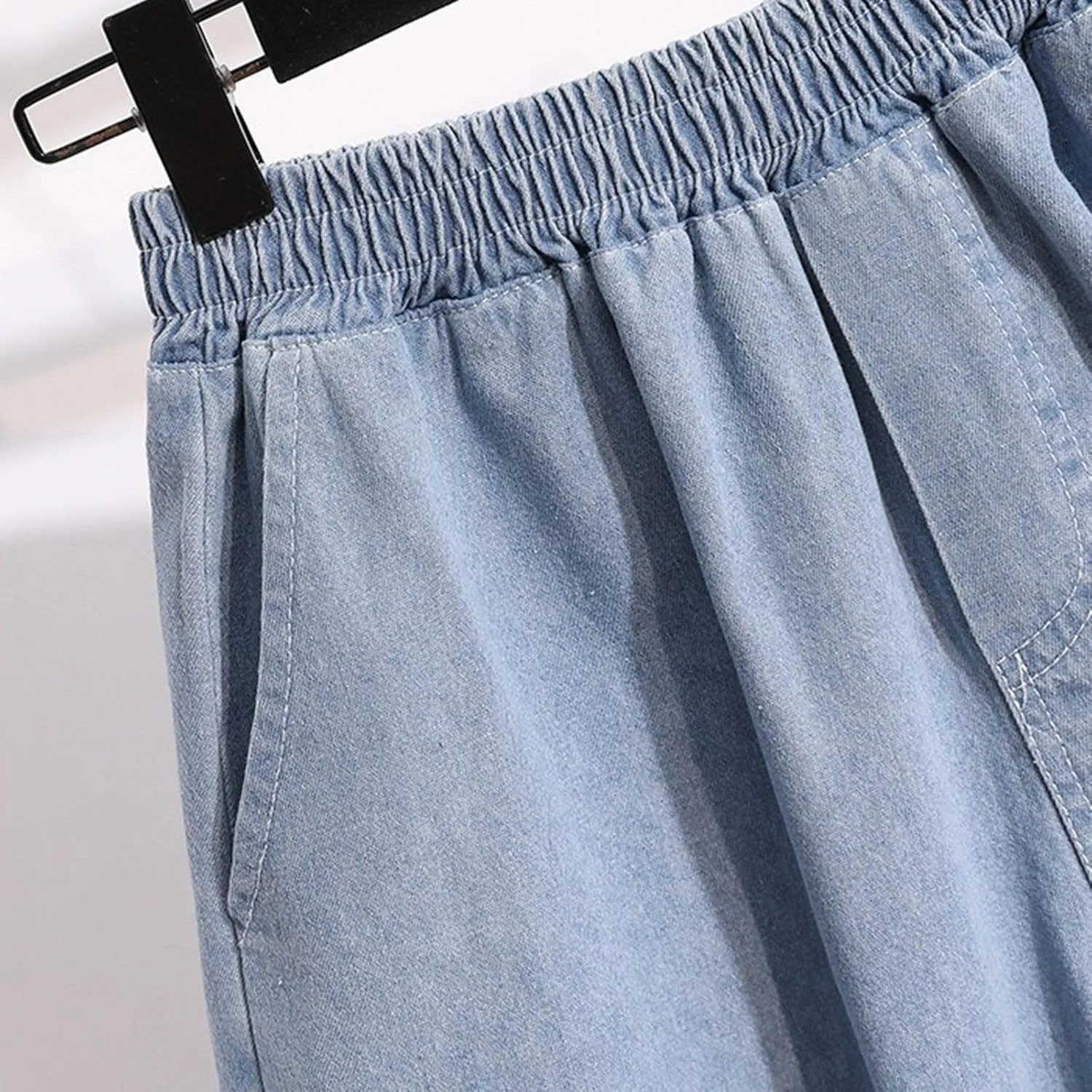 Wide Leg Denim Shorts for Women Stretchy High Waisted Loose Casual Bermuda Jeans Shorts Straigh Realxed Slim Fit Summer Jorts