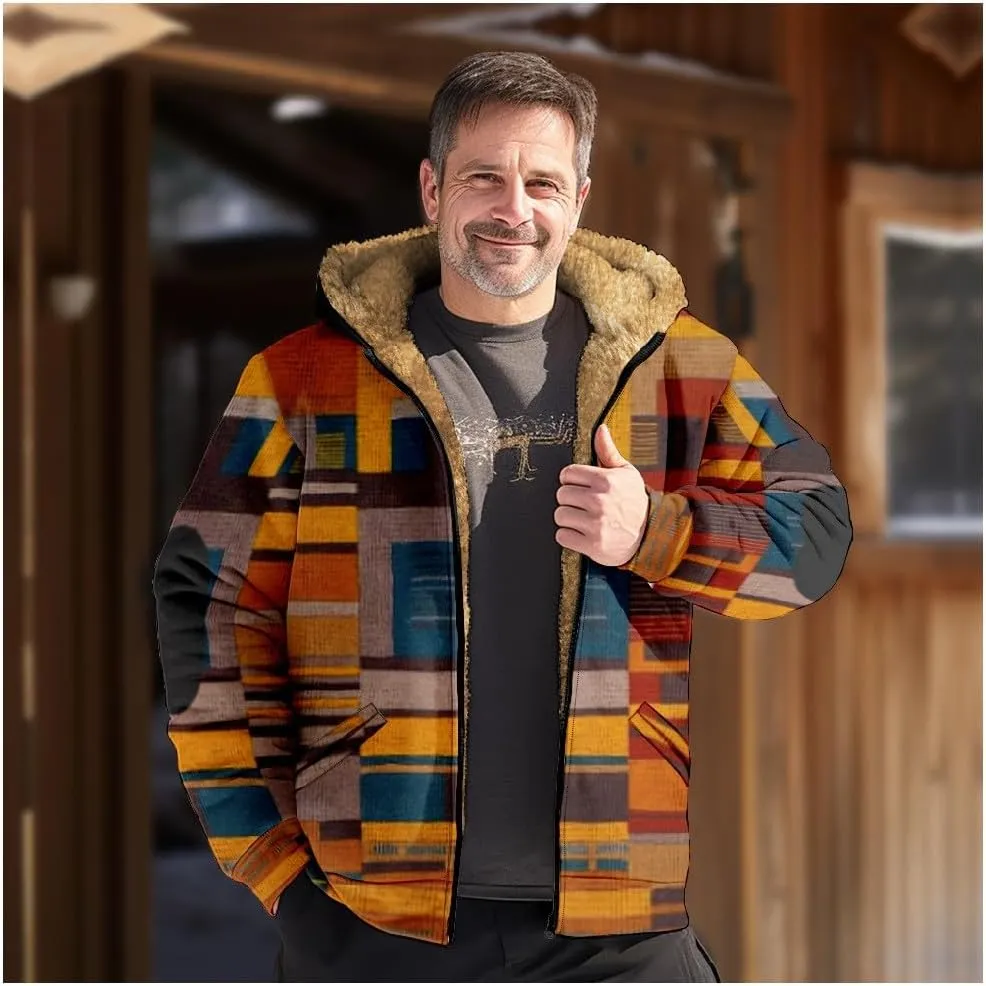 Winter Jackets for Men Heavyweight Sweatshirt Hoodie Coat Fleece Sherpa Lined Warm Jacket Zip Up Sweatshirt with Pockets