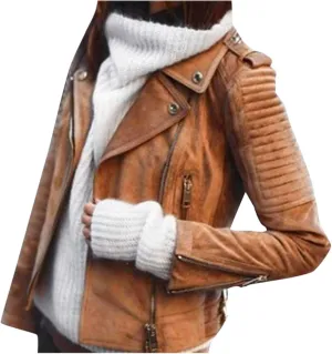 Women Faux Leather Casual Jackets Zip Pockets Cropped Pleather Jacket Plus Size Slim Lapel Punk Motorcycle Bike Coat