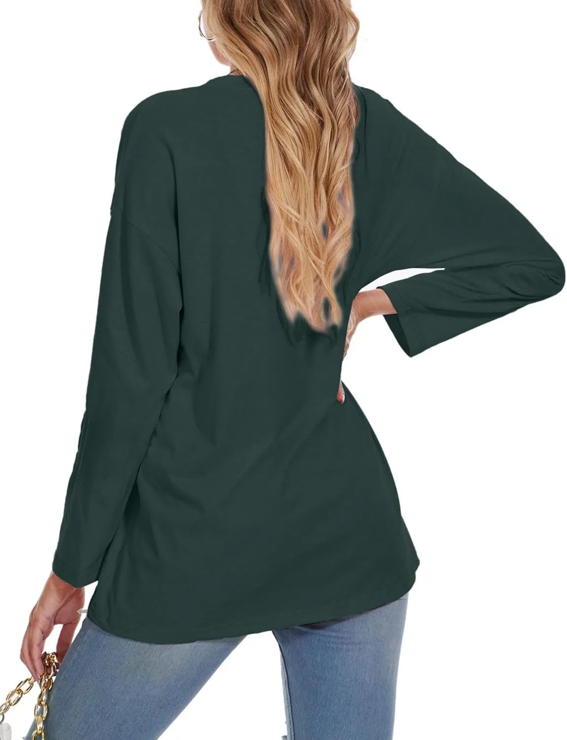 Women Oversized Crew Neck T-Shirts Loose Long Sleeve Tunic Top 2024 Comfy Cozy Cotton Lounge Tees