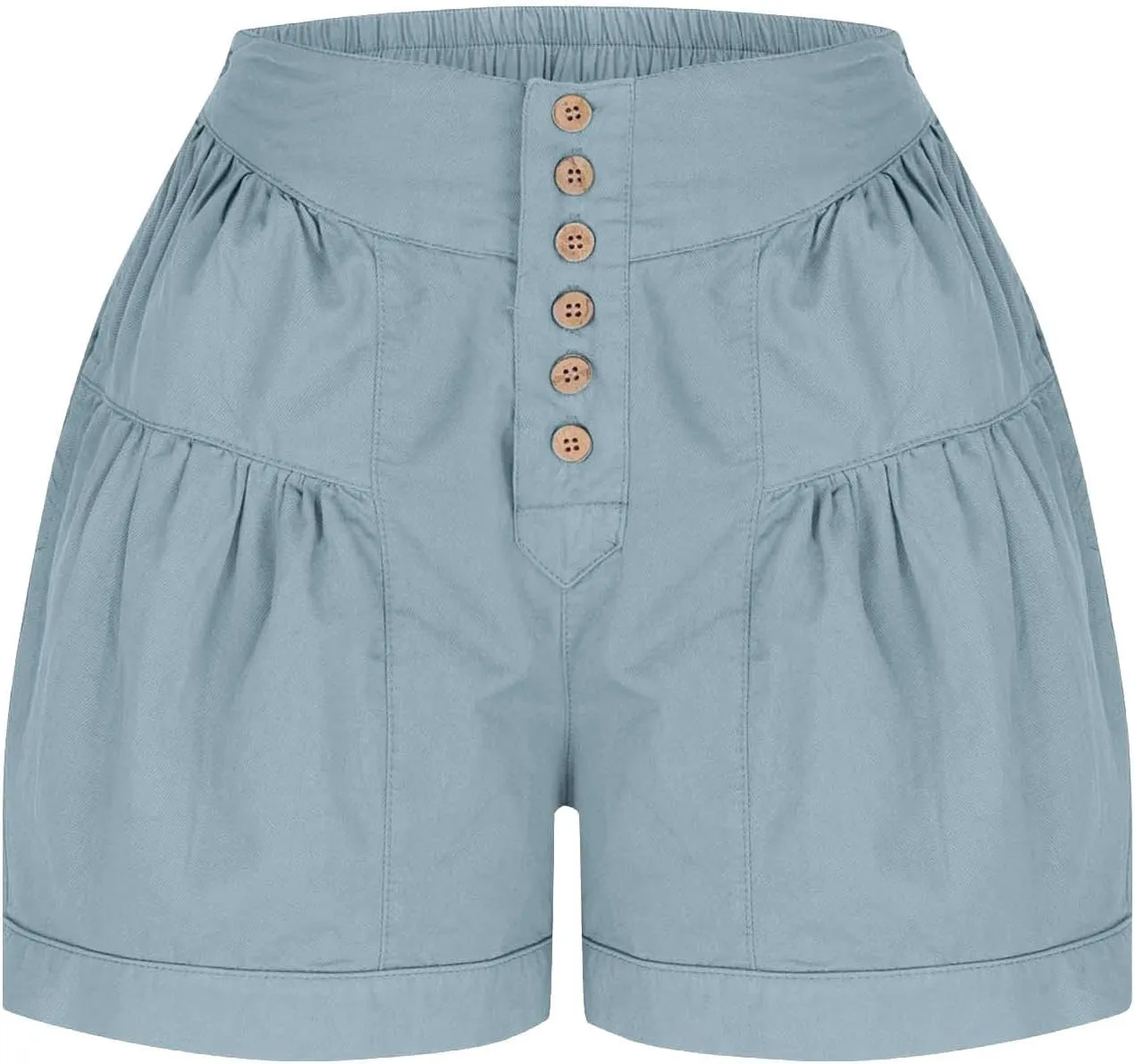 Women Short Jeans High Waist Summer Straight Leg Denim Shorts Solid Color Denim Shorts Pocket Ladies Cropped Trousers