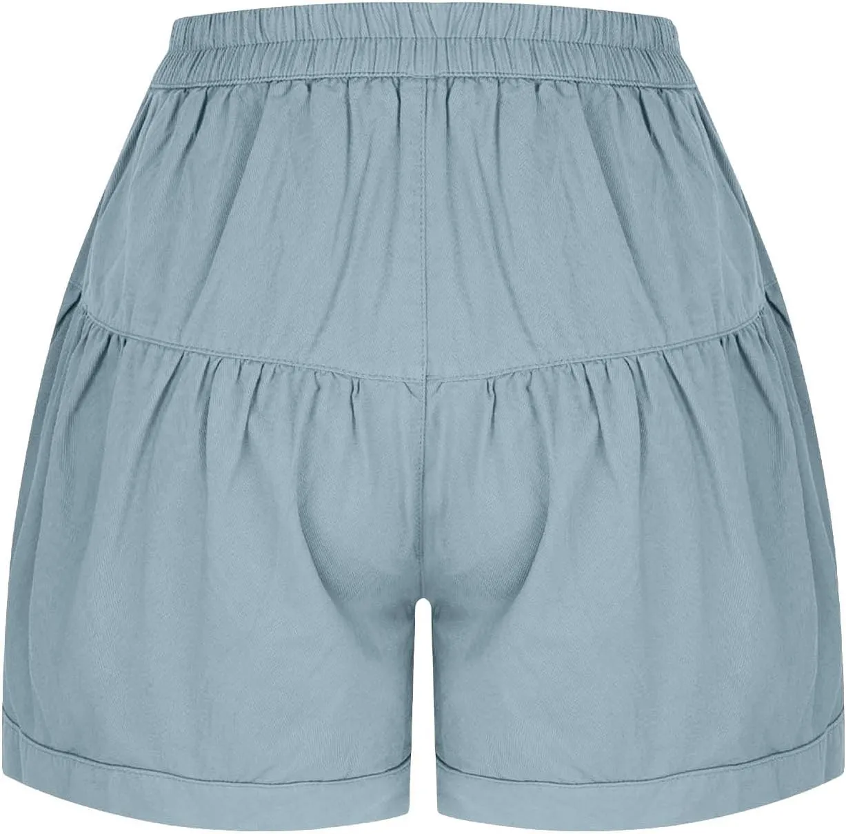Women Short Jeans High Waist Summer Straight Leg Denim Shorts Solid Color Denim Shorts Pocket Ladies Cropped Trousers