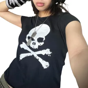 Women Vintage T-Shirt Casual Short Sleeve Round Neck Graphic Print Blouse Tee E-Girl Fairy Grunge Streetwear