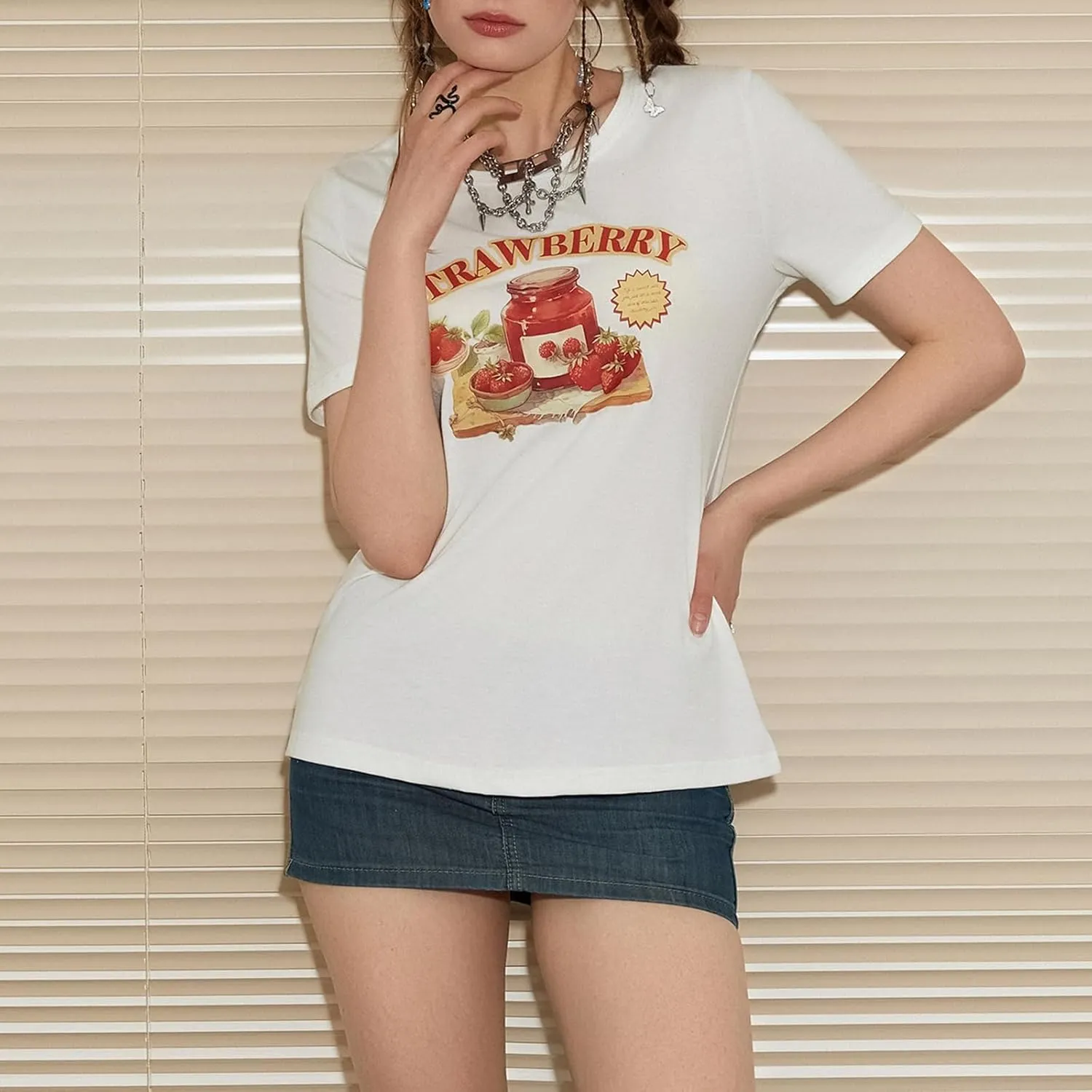 Women Y2k Graphic Baby Tee Cute Aesthetic Shirt Short Sleeve Crew Neck Tshirt 00s Retro Crop Top Coquette Streetwear