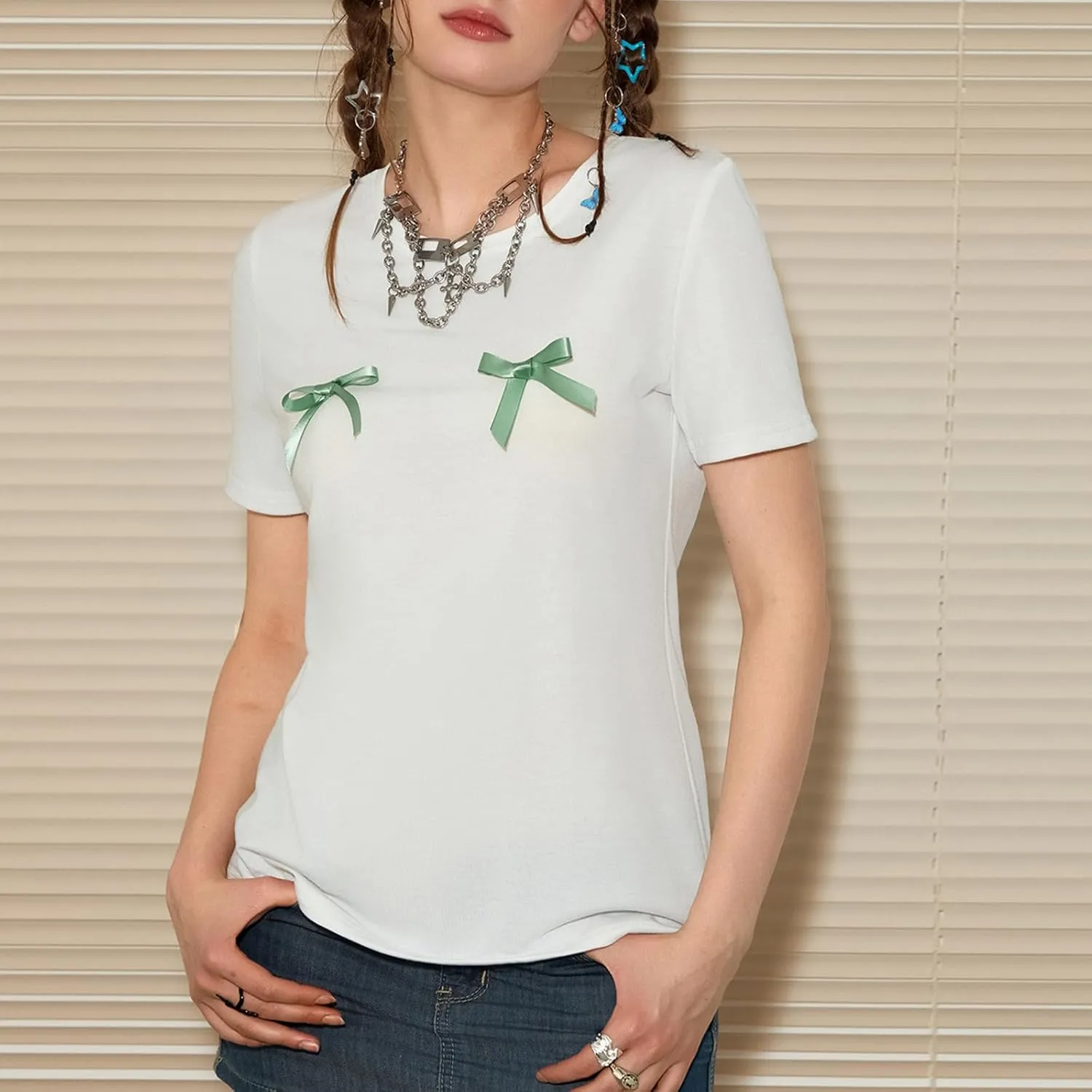 Women Y2k Graphic Baby Tee Cute Aesthetic Shirt Short Sleeve Crew Neck Tshirt 00s Retro Crop Top Coquette Streetwear