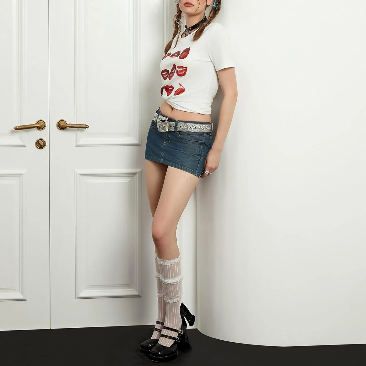 Women Y2k Graphic Baby Tee Cute Aesthetic Shirt Short Sleeve Crew Neck Tshirt 00s Retro Crop Top Coquette Streetwear