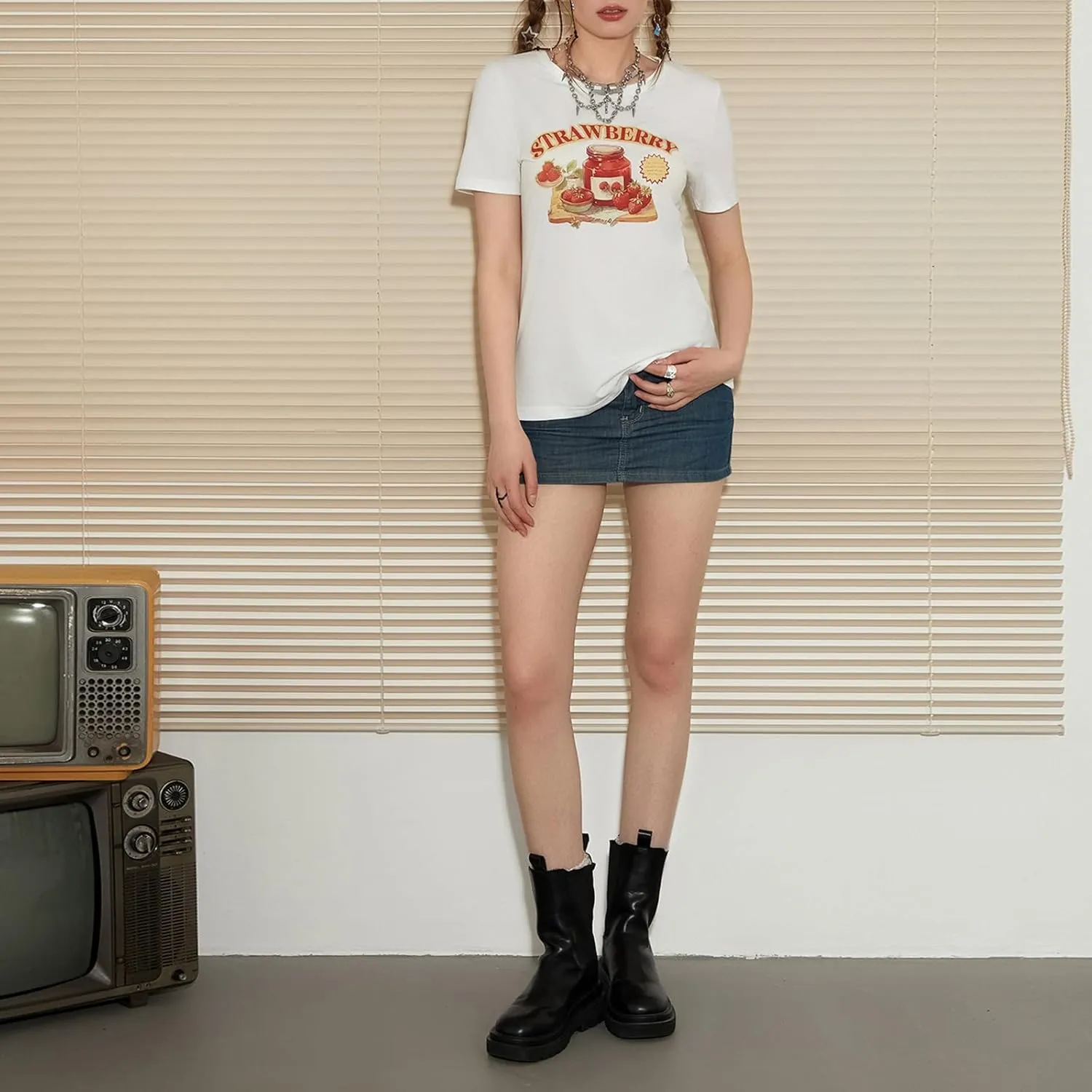 Women Y2k Graphic Baby Tee Cute Aesthetic Shirt Short Sleeve Crew Neck Tshirt 00s Retro Crop Top Coquette Streetwear