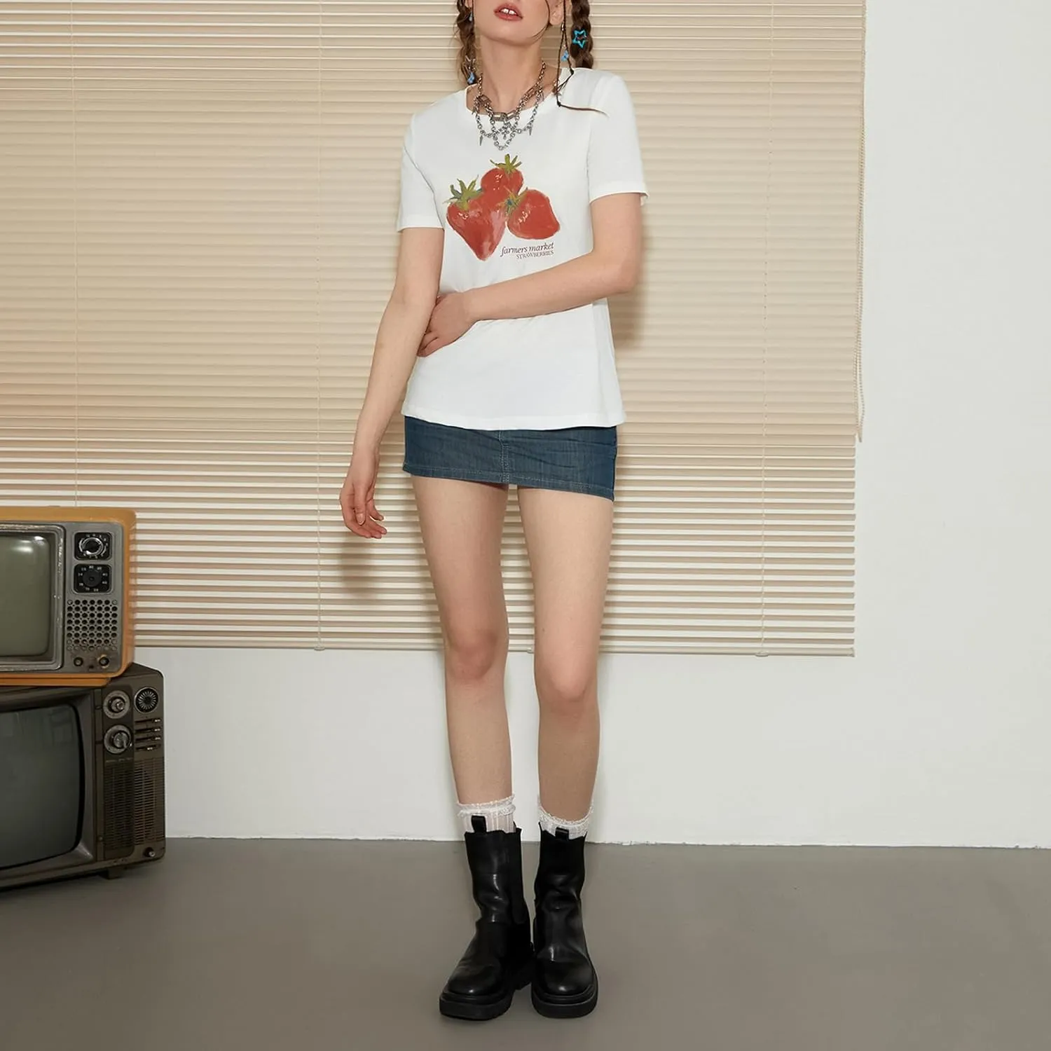 Women Y2k Graphic Baby Tee Cute Aesthetic Shirt Short Sleeve Crew Neck Tshirt 00s Retro Crop Top Coquette Streetwear