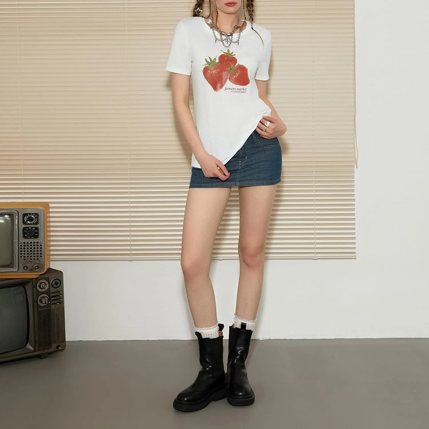 Women Y2k Graphic Baby Tee Cute Aesthetic Shirt Short Sleeve Crew Neck Tshirt 00s Retro Crop Top Coquette Streetwear