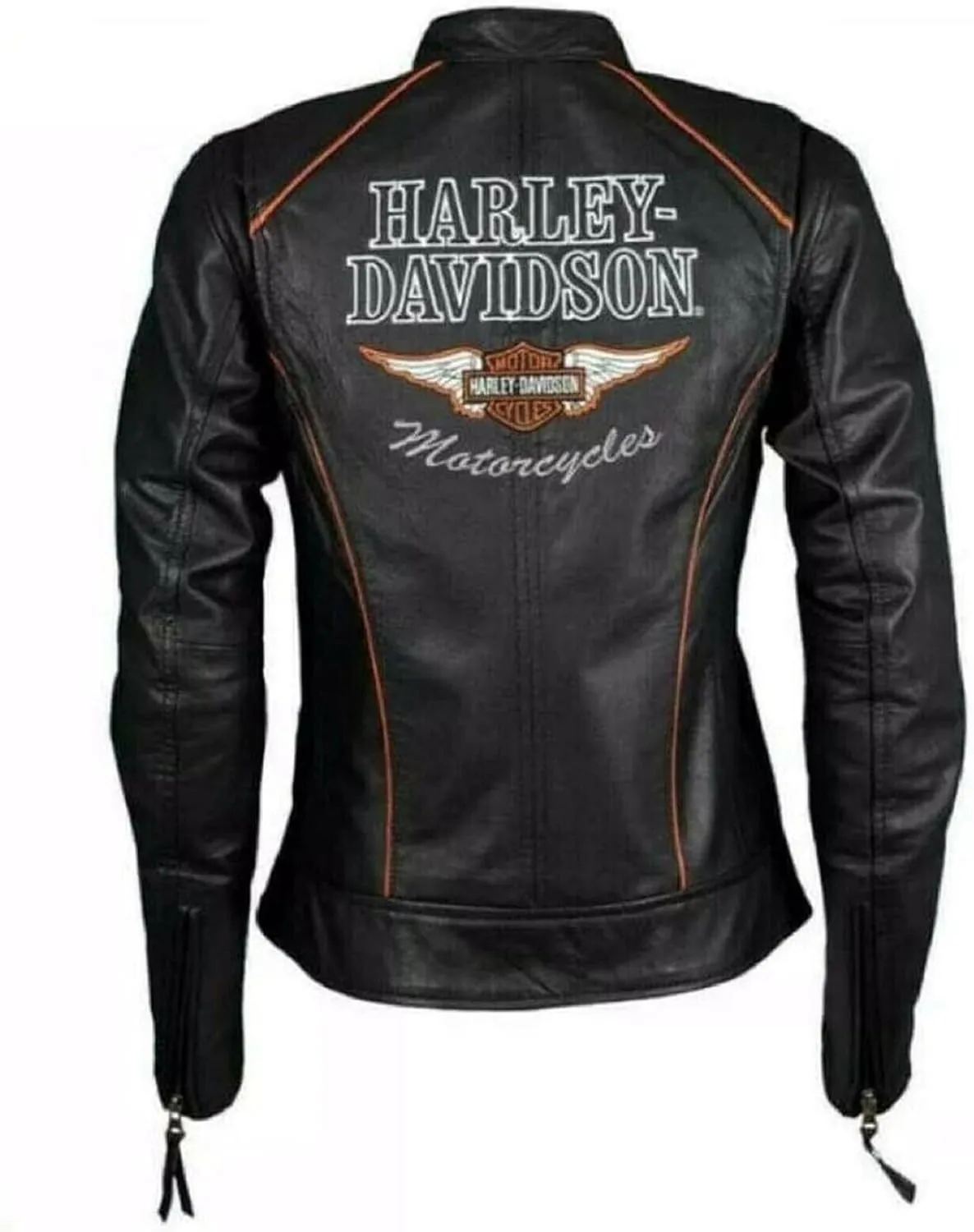 Women’s Black HD Classic Leather Motorcycle Jacket, Biker Jacket for Ladies with Side Laces