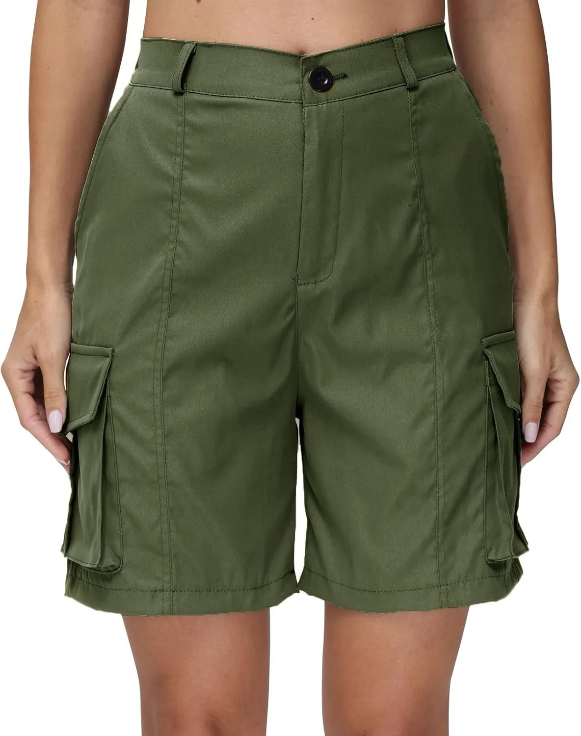 Womens Cargo Shorts 2025 Summer Casual Elastic High Waisted Drawstring Shorts Dressy Cotton Short Pants with Pocket
