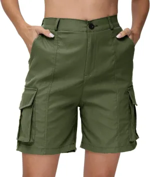 Womens Cargo Shorts 2025 Summer Casual Elastic High Waisted Drawstring Shorts Dressy Cotton Short Pants with Pocket