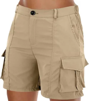 Women's Cargo Shorts Casual Quick Dry Lightweight High Waisted Button Shorts with Pockets Summer Outdoor Hiking Outfit