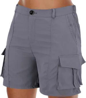 Women's Cargo Shorts Casual Quick Dry Lightweight High Waisted Button Shorts with Pockets Summer Outdoor Hiking Outfit