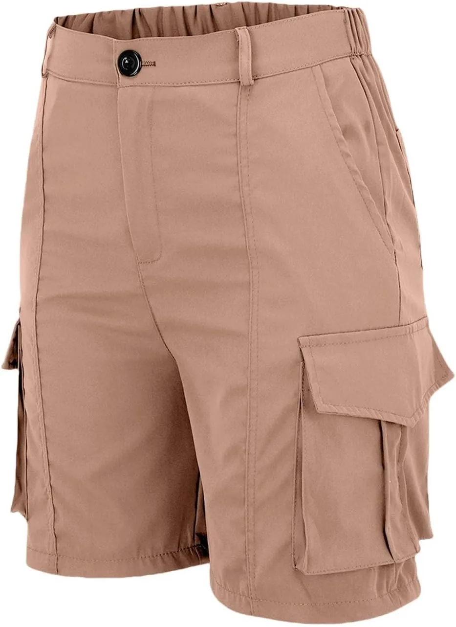 Women's Cargo Shorts Casual Quick Dry Lightweight High Waisted Button Shorts with Pockets Summer Outdoor Hiking Outfit