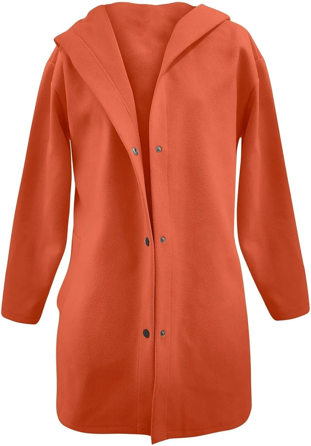 Womens Casual Hooded Jacket Long Sleeve Single Breasted Trench Coat Solid Color Button Up Cardigan Sweaters