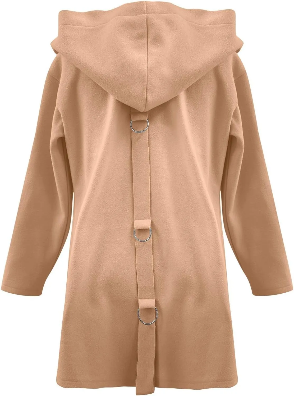 Womens Casual Hooded Jacket Long Sleeve Single Breasted Trench Coat Solid Color Button Up Cardigan Sweaters