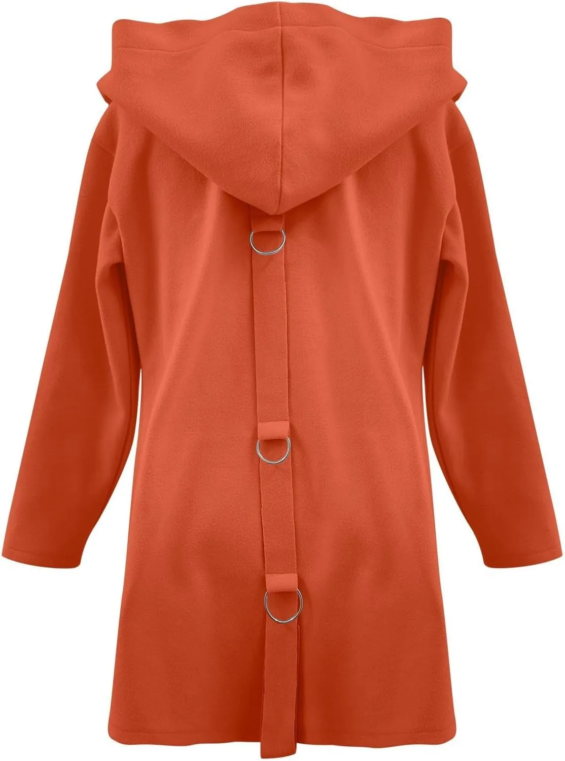 Womens Casual Hooded Jacket Long Sleeve Single Breasted Trench Coat Solid Color Button Up Cardigan Sweaters