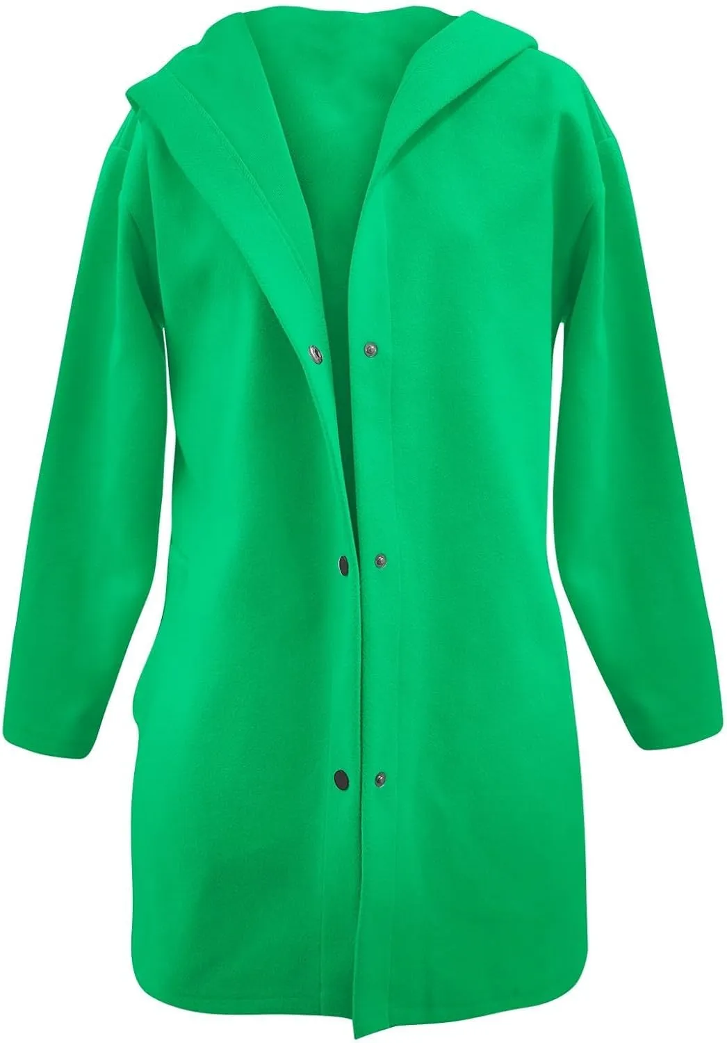 Womens Casual Hooded Jacket Long Sleeve Single Breasted Trench Coat Solid Color Button Up Cardigan Sweaters