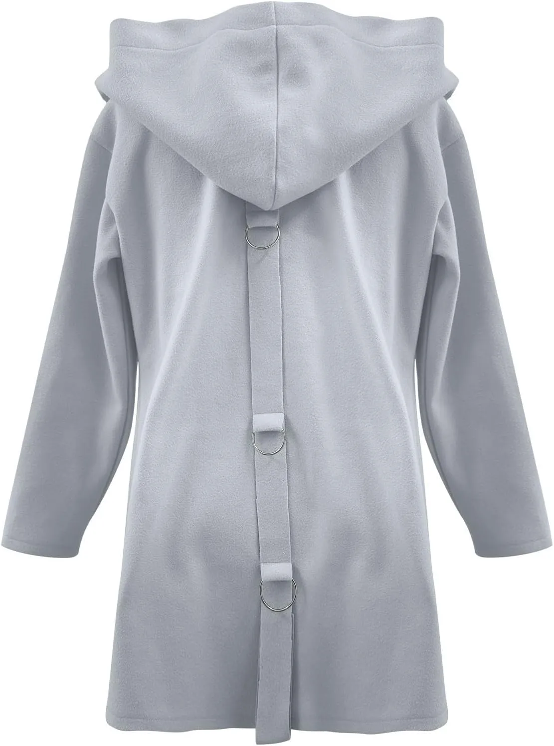 Womens Casual Hooded Jacket Long Sleeve Single Breasted Trench Coat Solid Color Button Up Cardigan Sweaters