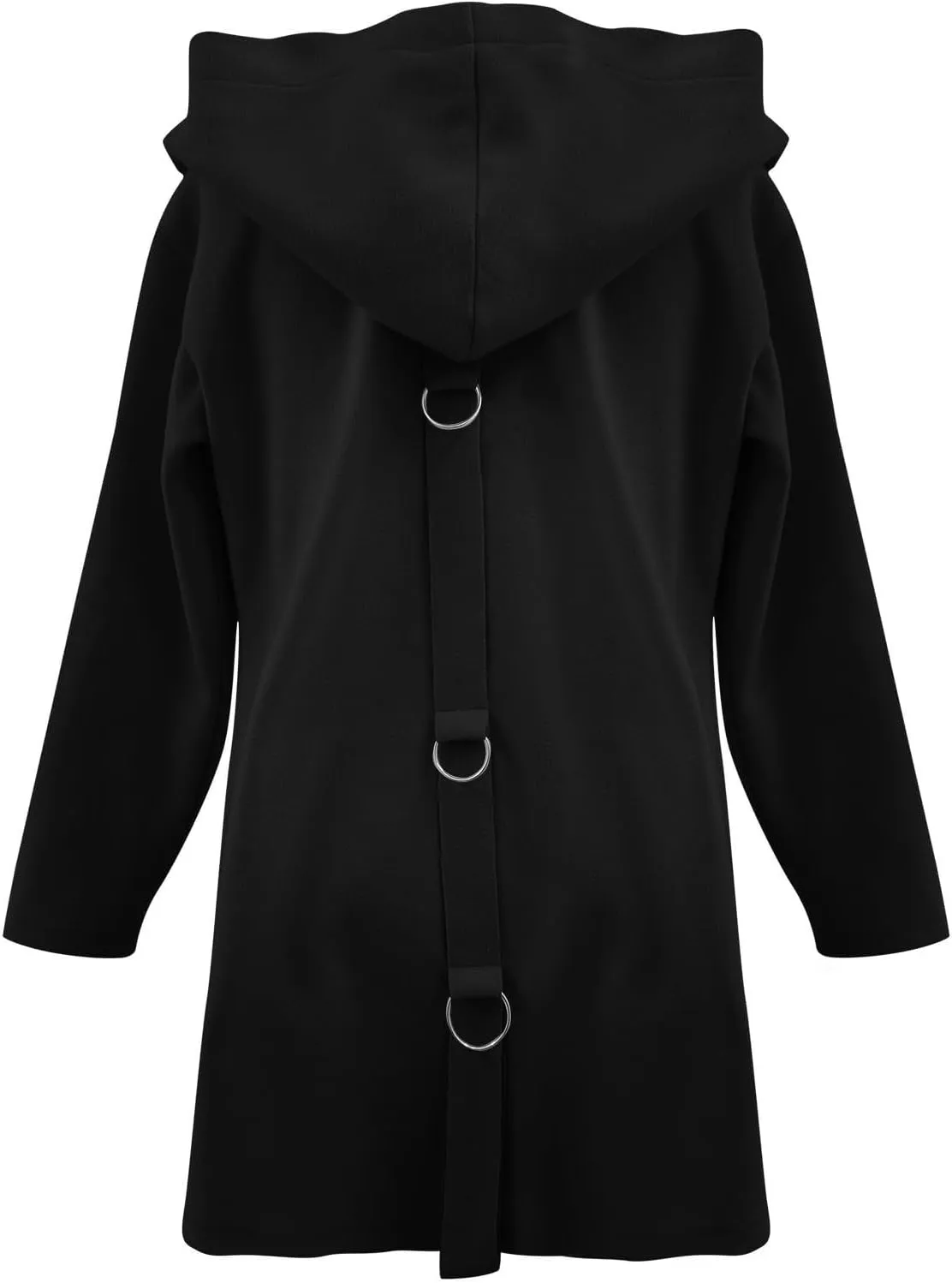 Womens Casual Hooded Jacket Long Sleeve Single Breasted Trench Coat Solid Color Button Up Cardigan Sweaters