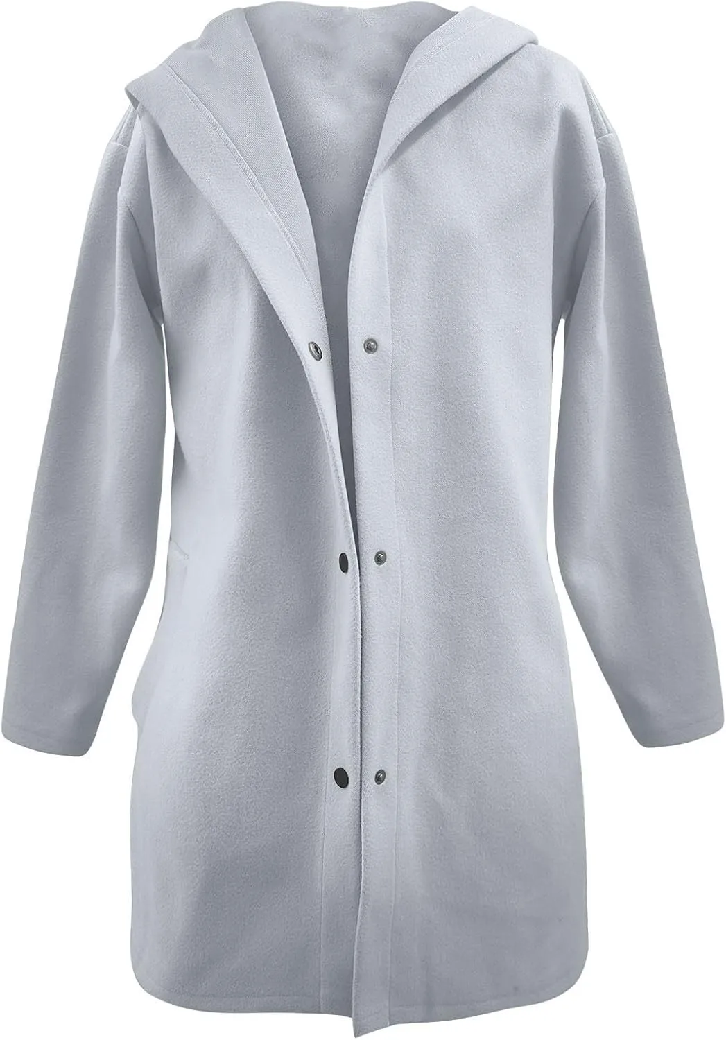 Womens Casual Hooded Jacket Long Sleeve Single Breasted Trench Coat Solid Color Button Up Cardigan Sweaters