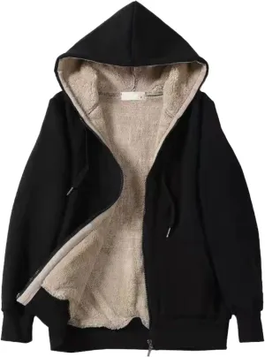Womens Casual Oversized Sweatshirt Womens Zip Up Hoodies Cropped Sweatshirts Fleece Jackets Fall Outfits Hooded