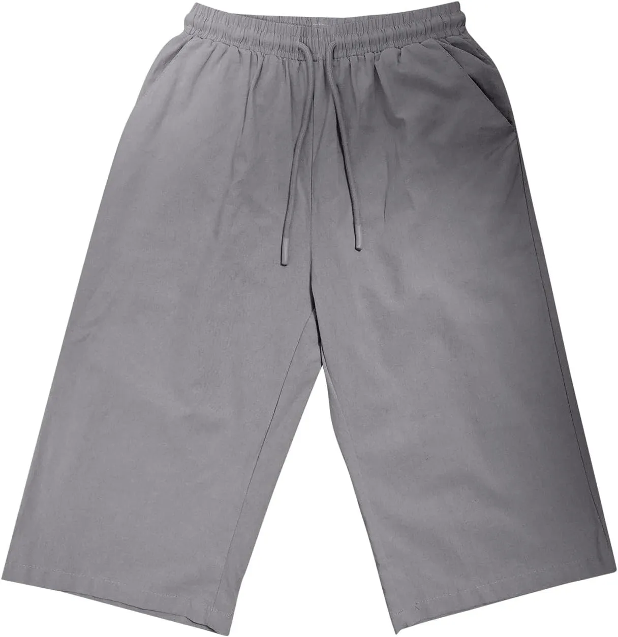 Womens Cotton Linen Shorts Casual Solid Yoga Sweat Shorts Elastic High Waisted Drawstring Shorts with Pockets
