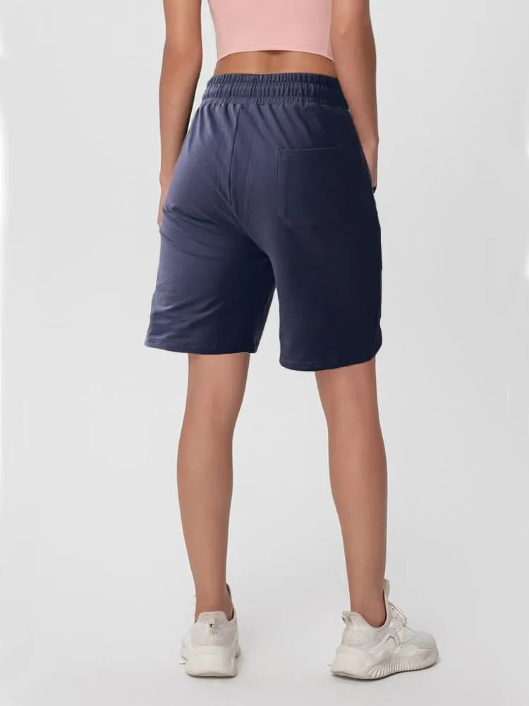Womens Cotton Sweat Shorts Casual Summer Loose Athletic Short Drawstring Waist Lounge Running Shorts with 3 Pockets