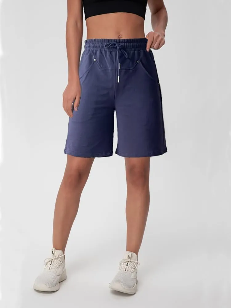 Womens Cotton Sweat Shorts Casual Summer Loose Athletic Short Drawstring Waist Lounge Running Shorts with 3 Pockets