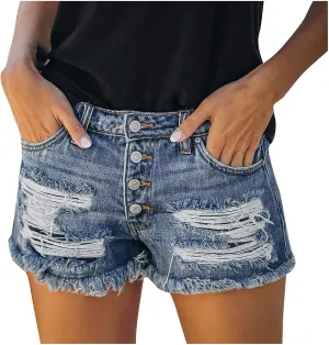 Women's Denim Shorts High Waisted Pure Color Stretchable Cute Mom Shorts Jeans with Pockets Frayed Hem Hot Short Pants Summer Shorts for Women 2023