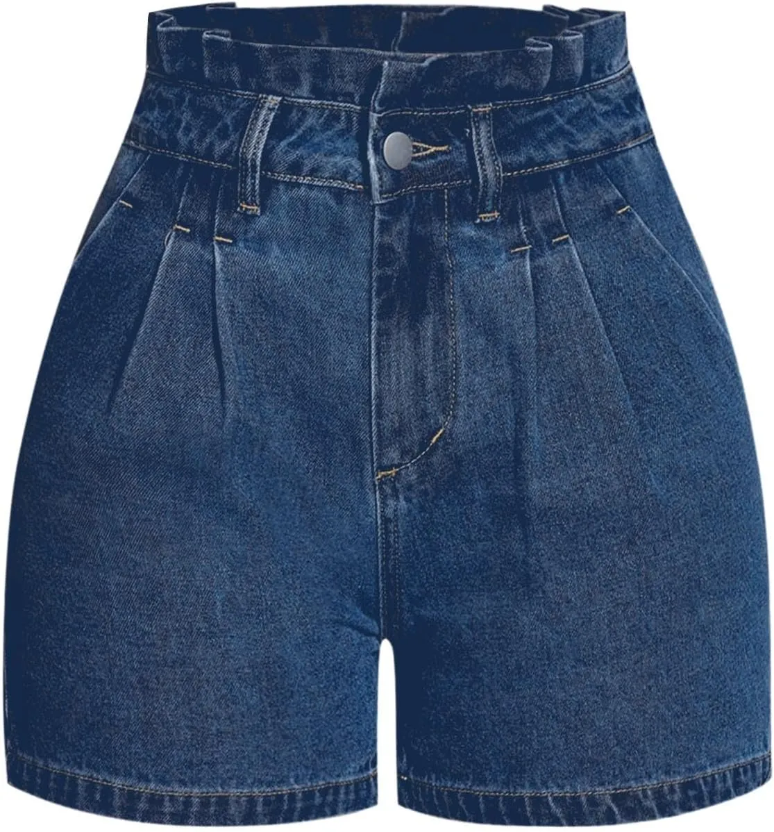 Women's Denim Shorts High Waisted Wide Leg Retro Ruffle Jeans Shorts Baggy Stretchy Tummy Control Slim Fit Summer Jorts