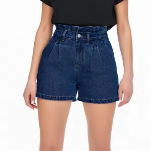 Women's Denim Shorts High Waisted Wide Leg Retro Ruffle Jeans Shorts Baggy Stretchy Tummy Control Slim Fit Summer Jorts