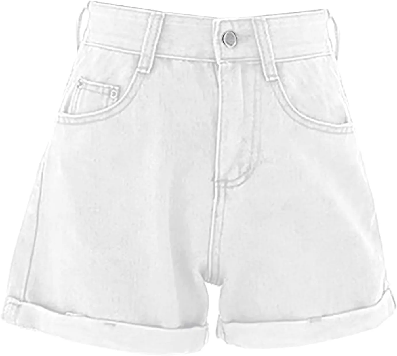 Womens Denim Shorts Stretchy High Waisted Summer Beach Jean Shorts Trendy Folded Hem Casual Loose Fit Short Jeans