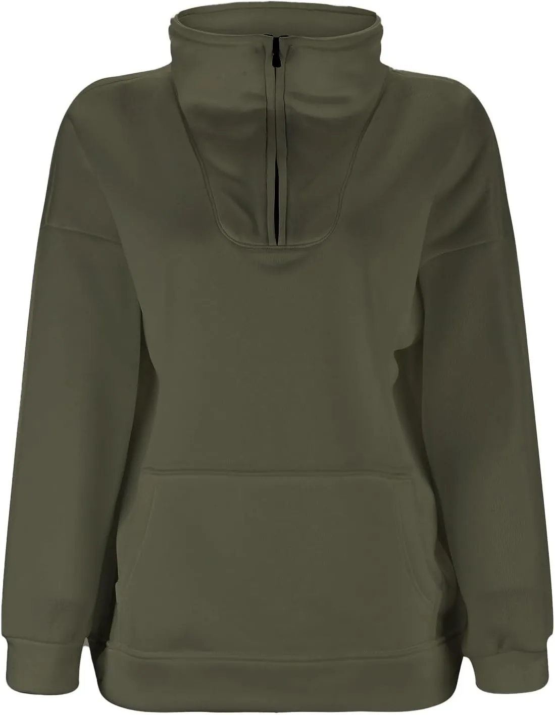 Women's Half Zip Sweatshirt Oversized Casual Long Sleeve Pocket Cropped Pullover Tops Fall Fashion Y2k Clothes