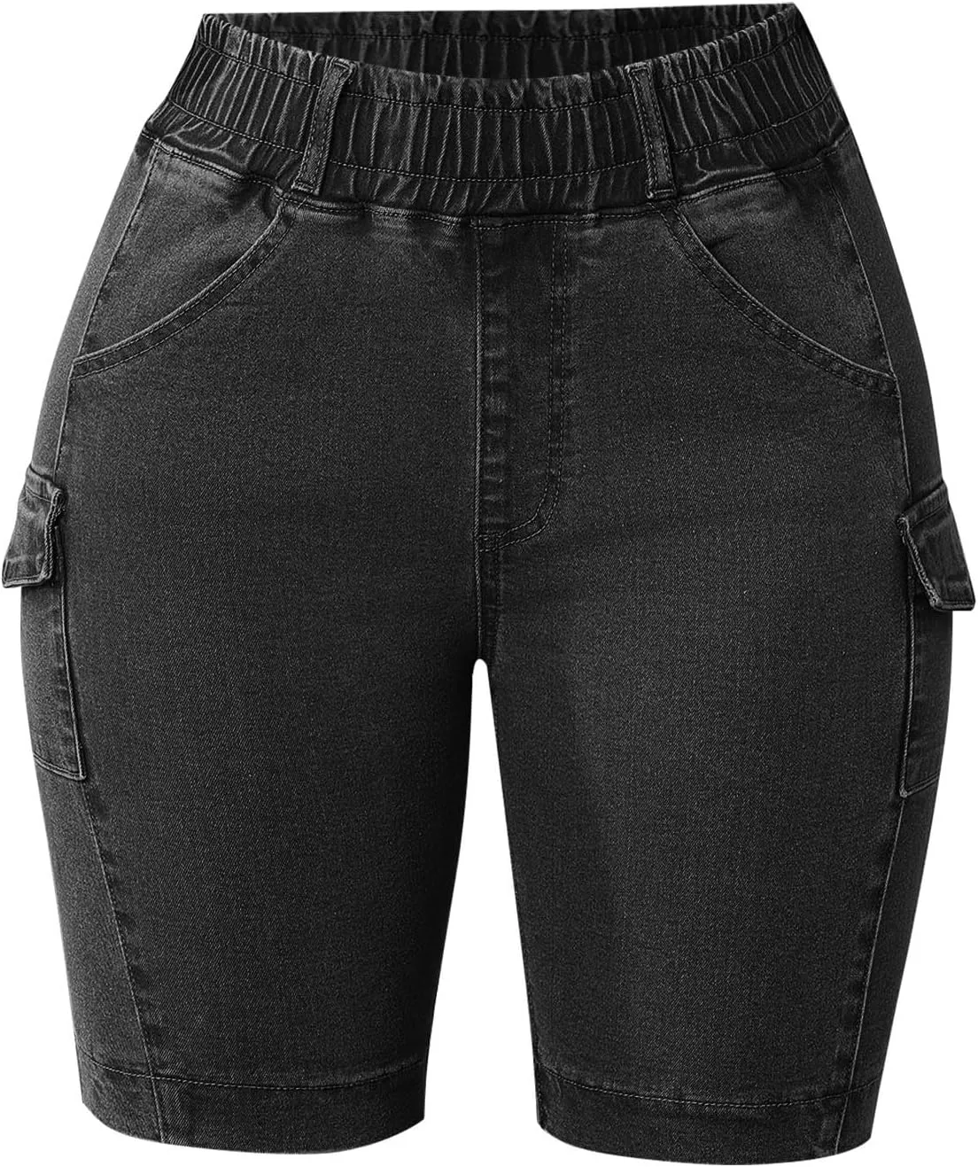 Women's High Waisted Bermuda Shorts Casual Stretchy Knee Length Jean Shorts Mid-Low Waisted Denim Y2K Jorts