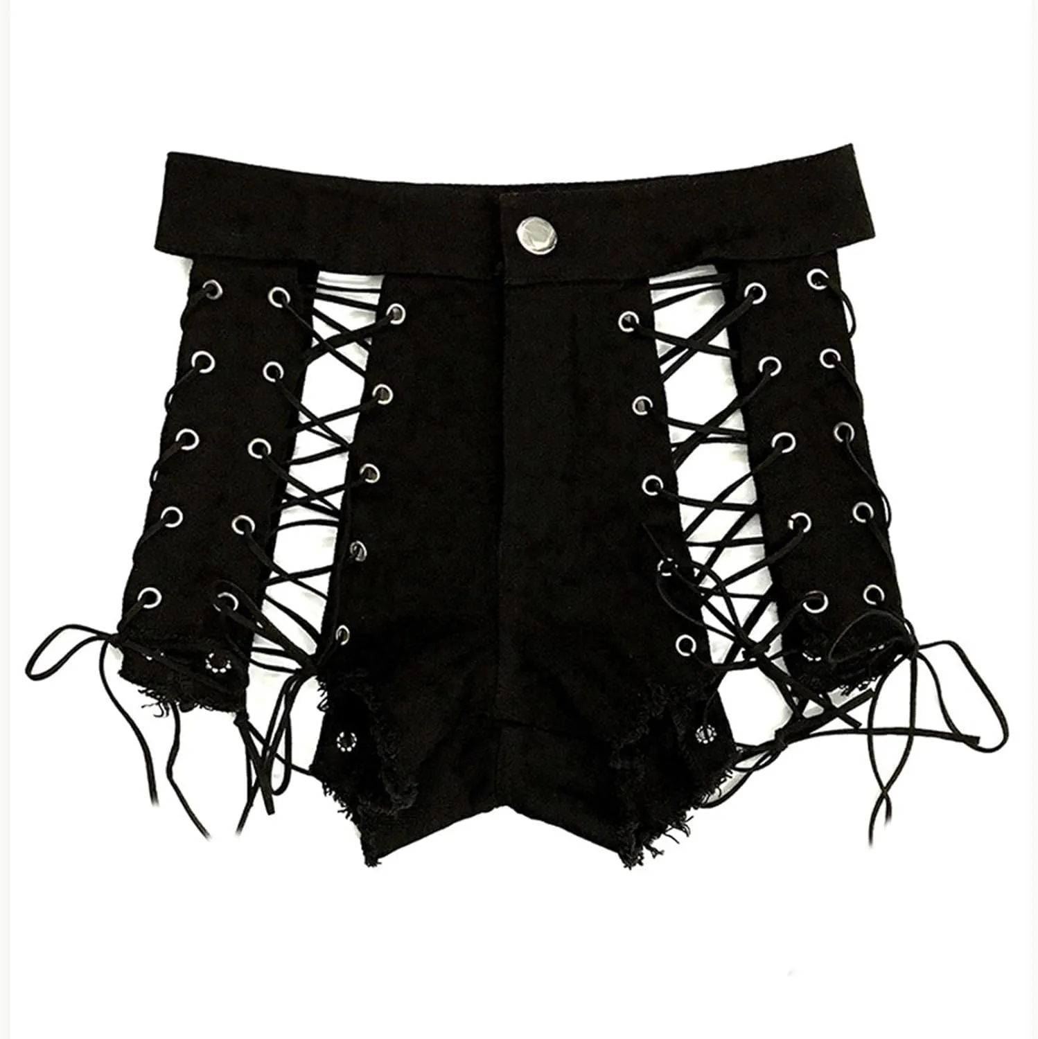 Women's Hollow Out Denim Shorts Sexy Hotpants Short Jeans Knee Length Half Pants High Waist Stretch Denim Shorts