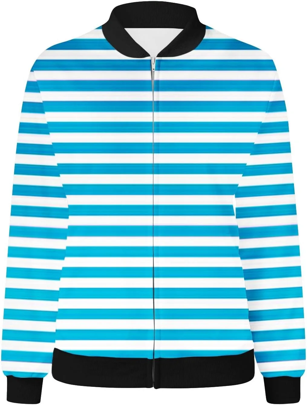 Womens Jackets Striped Print Zip Up Long Sleeve Coat Lightweight Jackets with Pocket Casual Coat 2024 Fall Fashion